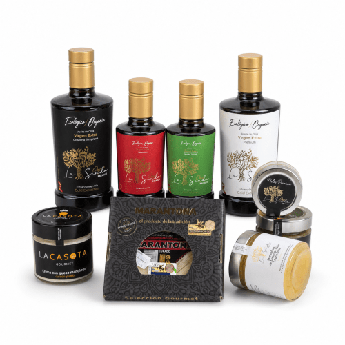 Cesta Gourmet con AOVE Ecológico, Quesos y Mermeladas – Tentación Artesana